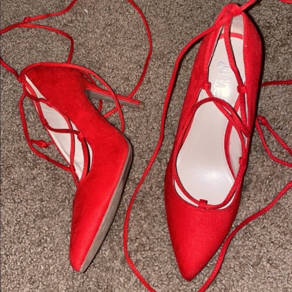 Strap up heels brand new